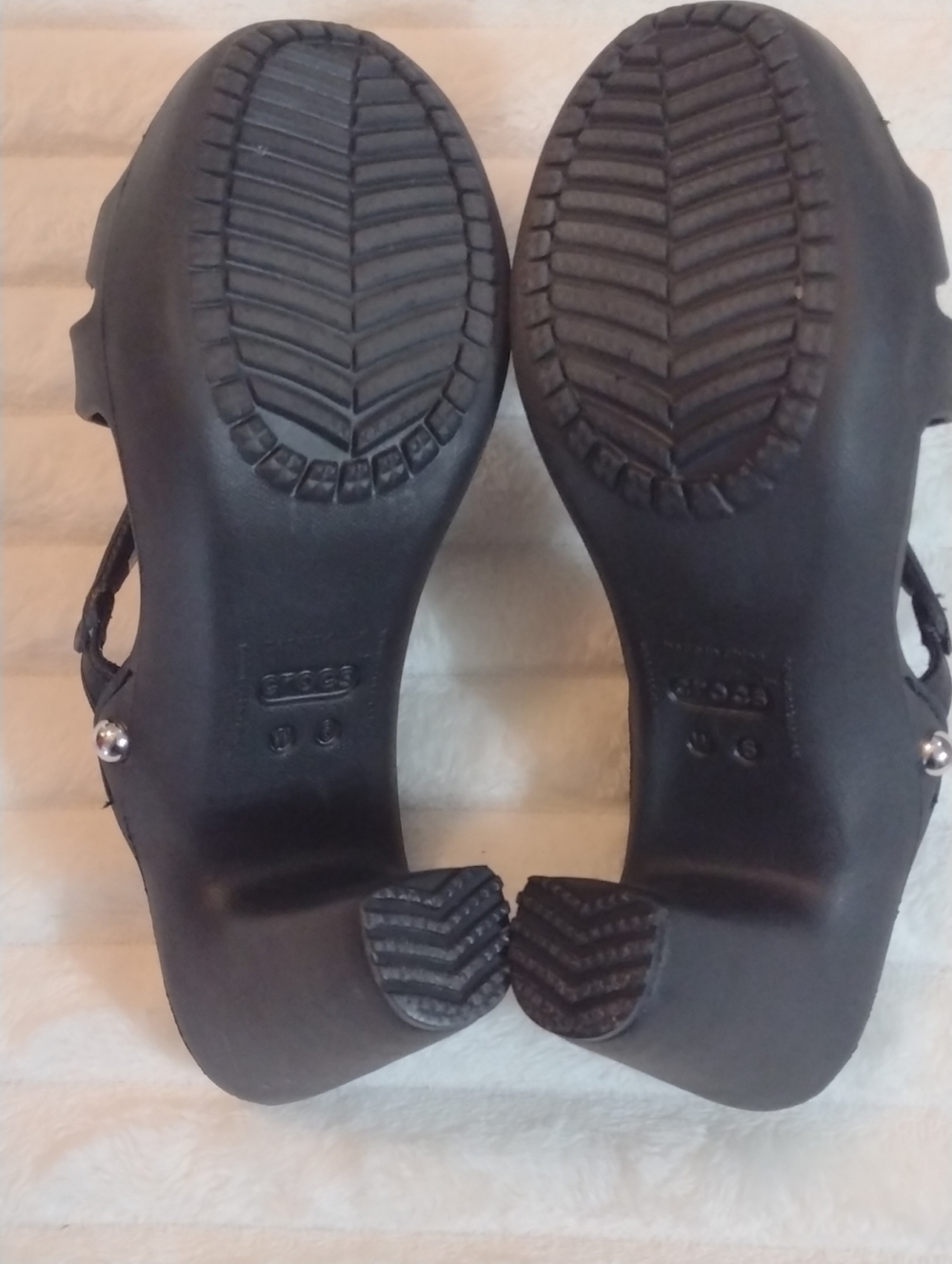 CROCS Cyprus IV Women's 6 Open Toe Slip-on Heel Sandals Strappy Comfort Black - Picture 12 of 13